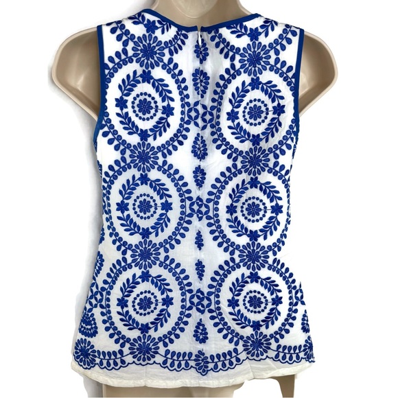 Jude Connally Blue Embroidered White Tank Top XS Perfect Condition - Picture 3 of 6